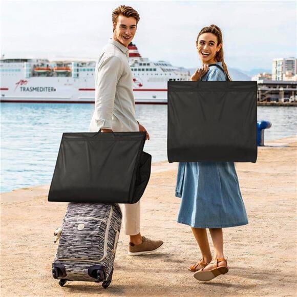 65 Inch Garment Bags 2 Pack Long Travel Dress Wedding Coat Suit Black Waterproof - Picture 2 of 7